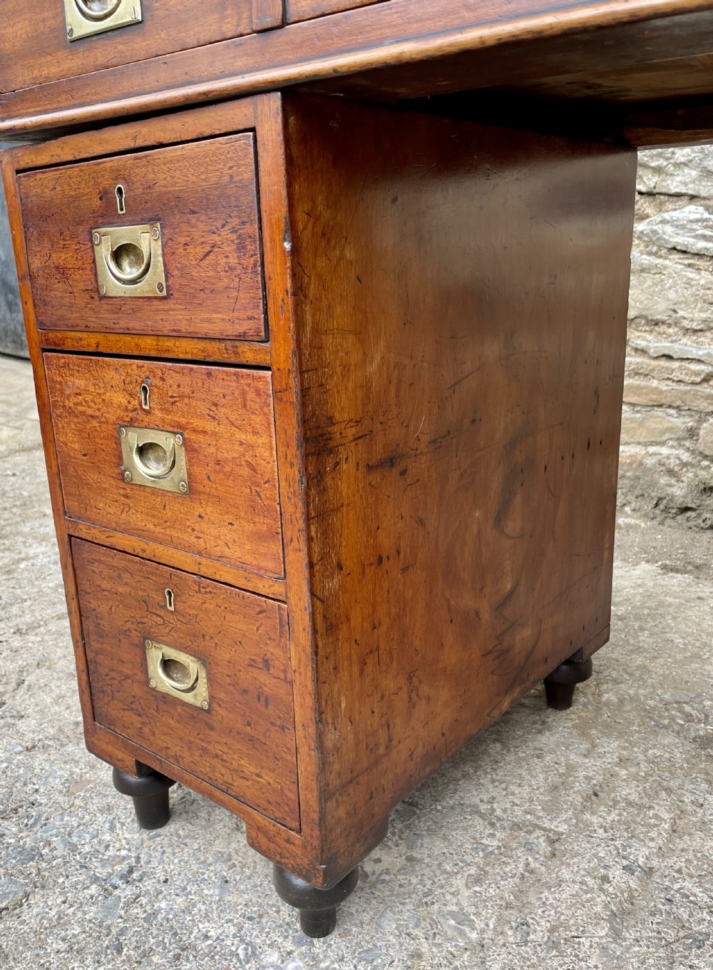 Antique Mahogany Military Campaign Desk View XXII