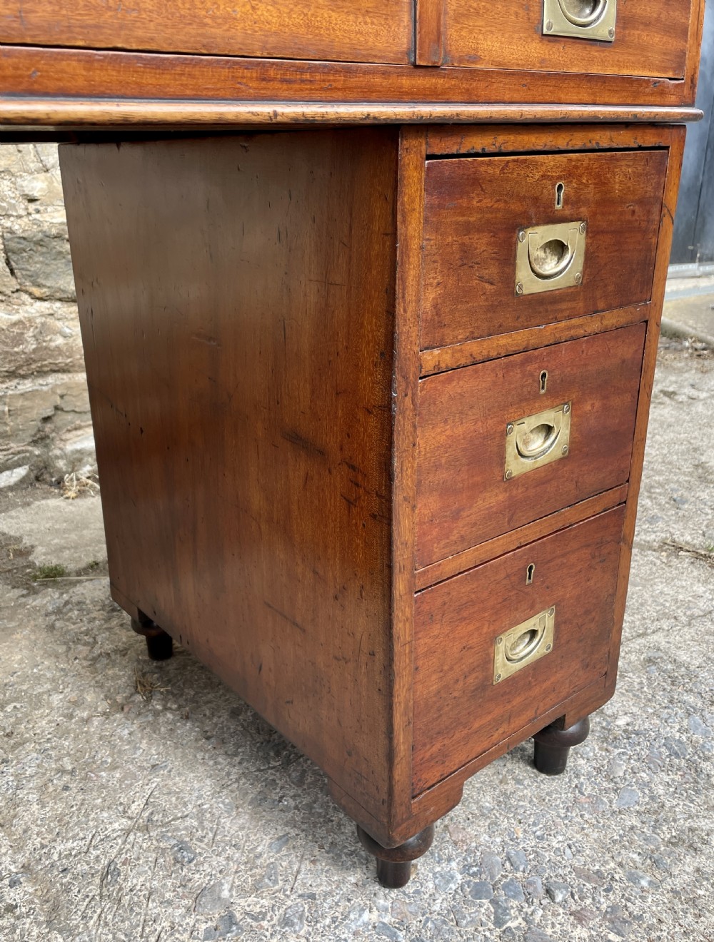 Antique Mahogany Military Campaign Desk View XXIII