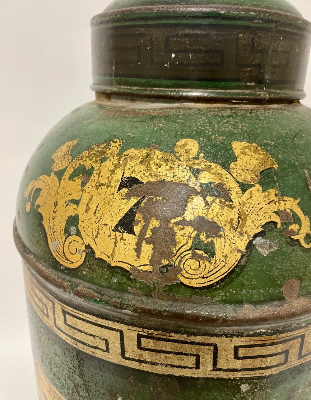 Large Antique Toleware Tea Canister View VII