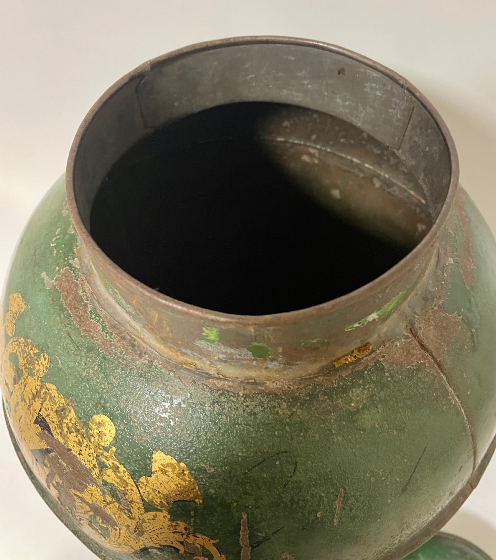 Large Antique Toleware Tea Canister View XI
