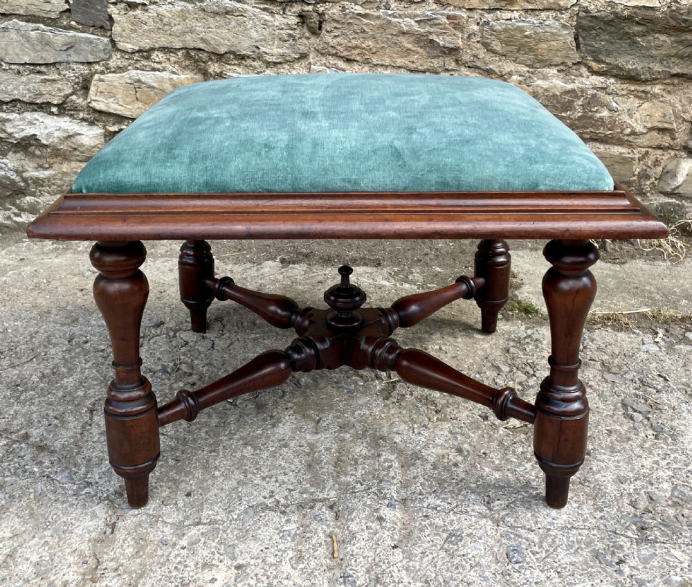 Victorian Mahogany Upholstered Stool View II