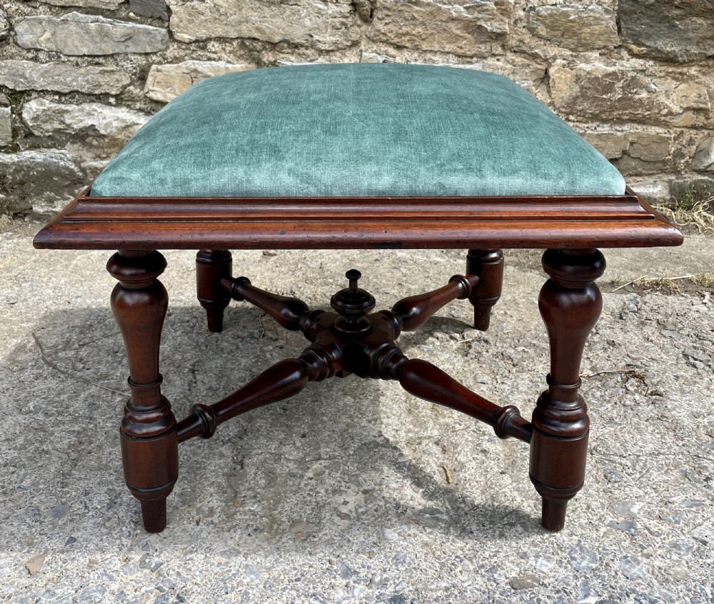 Victorian Mahogany Upholstered Stool View VII