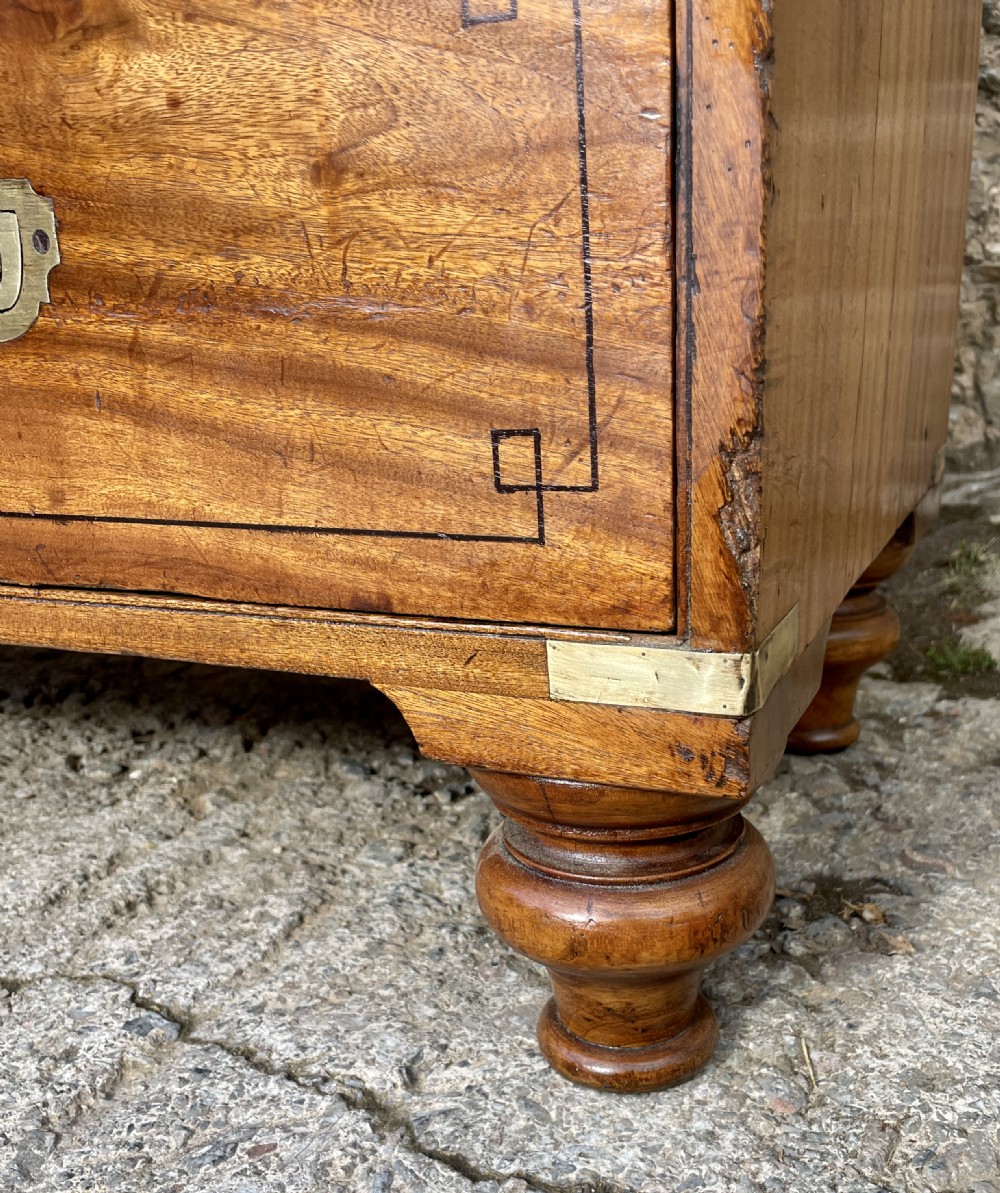 Victorian Camphorwood Military Campaign Secretaire Chest View XII