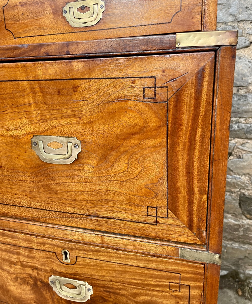 Victorian Camphorwood Military Campaign Secretaire Chest View XIII