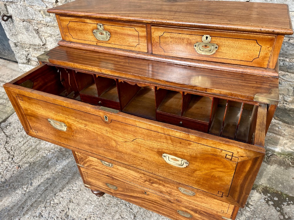 Victorian Camphorwood Military Campaign Secretaire Chest View XIV