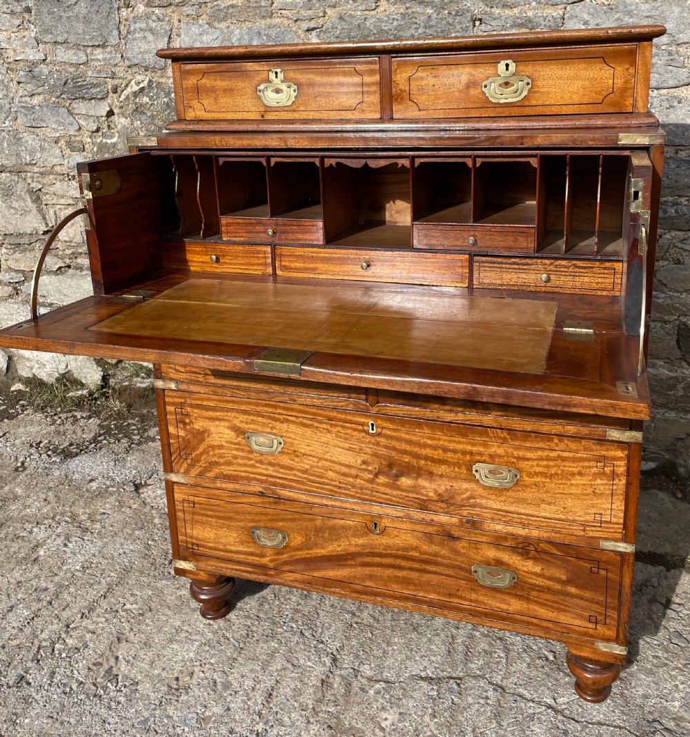 Victorian Camphorwood Military Campaign Secretaire Chest View XV