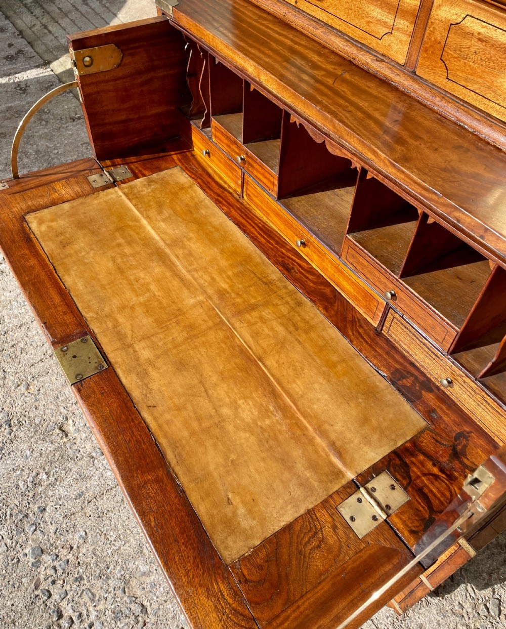 Victorian Camphorwood Military Campaign Secretaire Chest View XX