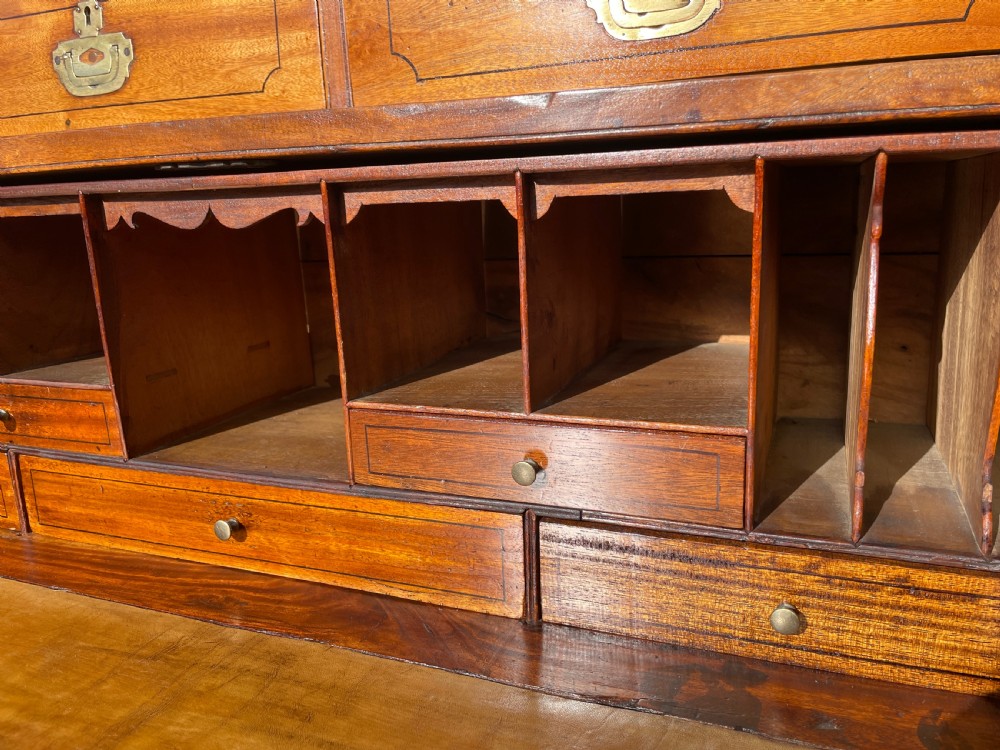Victorian Camphorwood Military Campaign Secretaire Chest View XXI