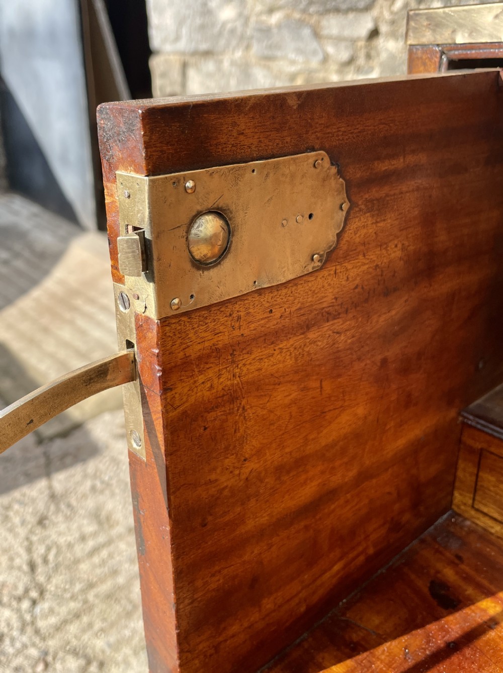 Victorian Camphorwood Military Campaign Secretaire Chest View XXIV