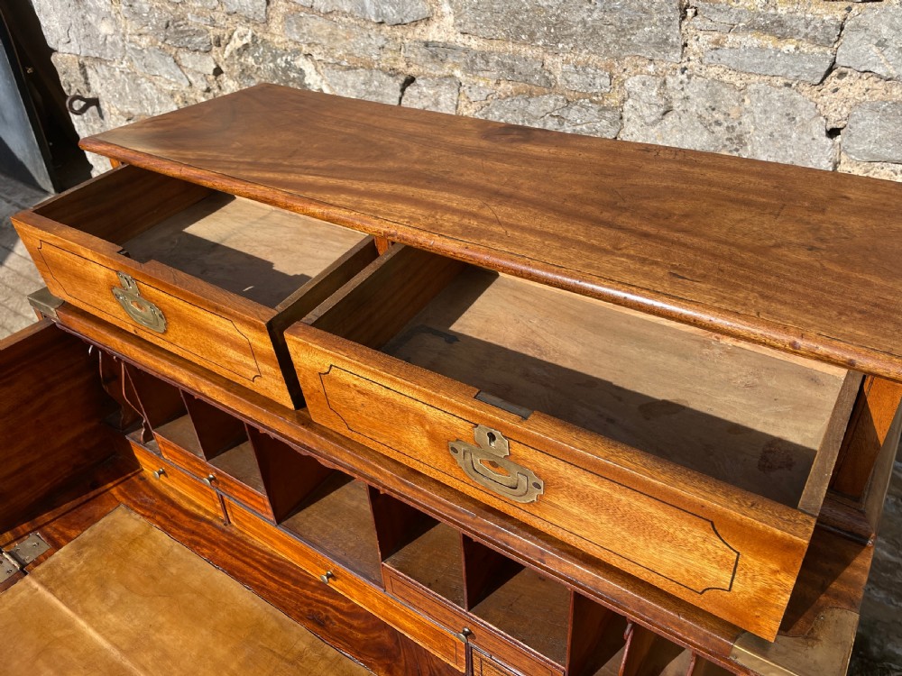 Victorian Camphorwood Military Campaign Secretaire Chest View XXV
