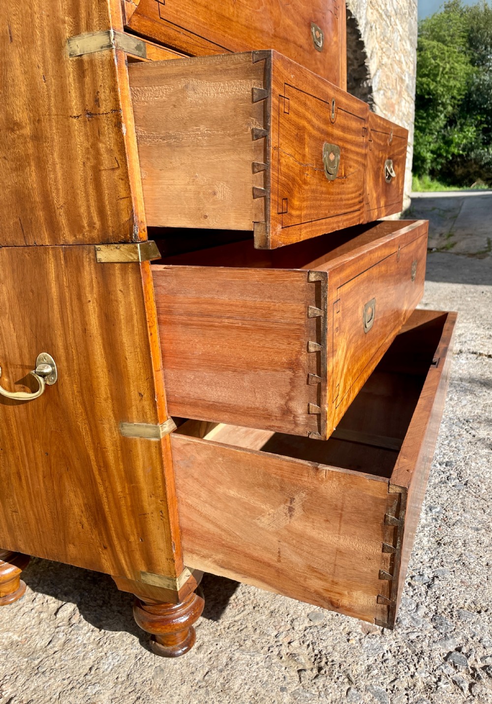 Victorian Camphorwood Military Campaign Secretaire Chest View XXIX