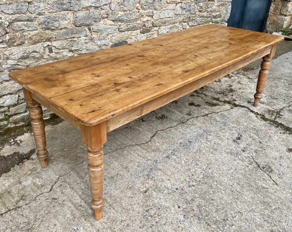 Large Victorian Pine Farmhouse Table View IV