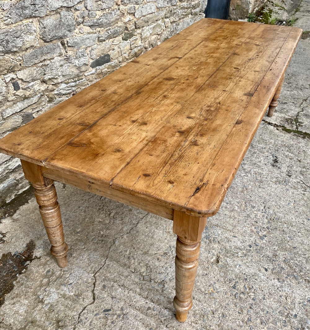 Large Victorian Pine Farmhouse Table View V