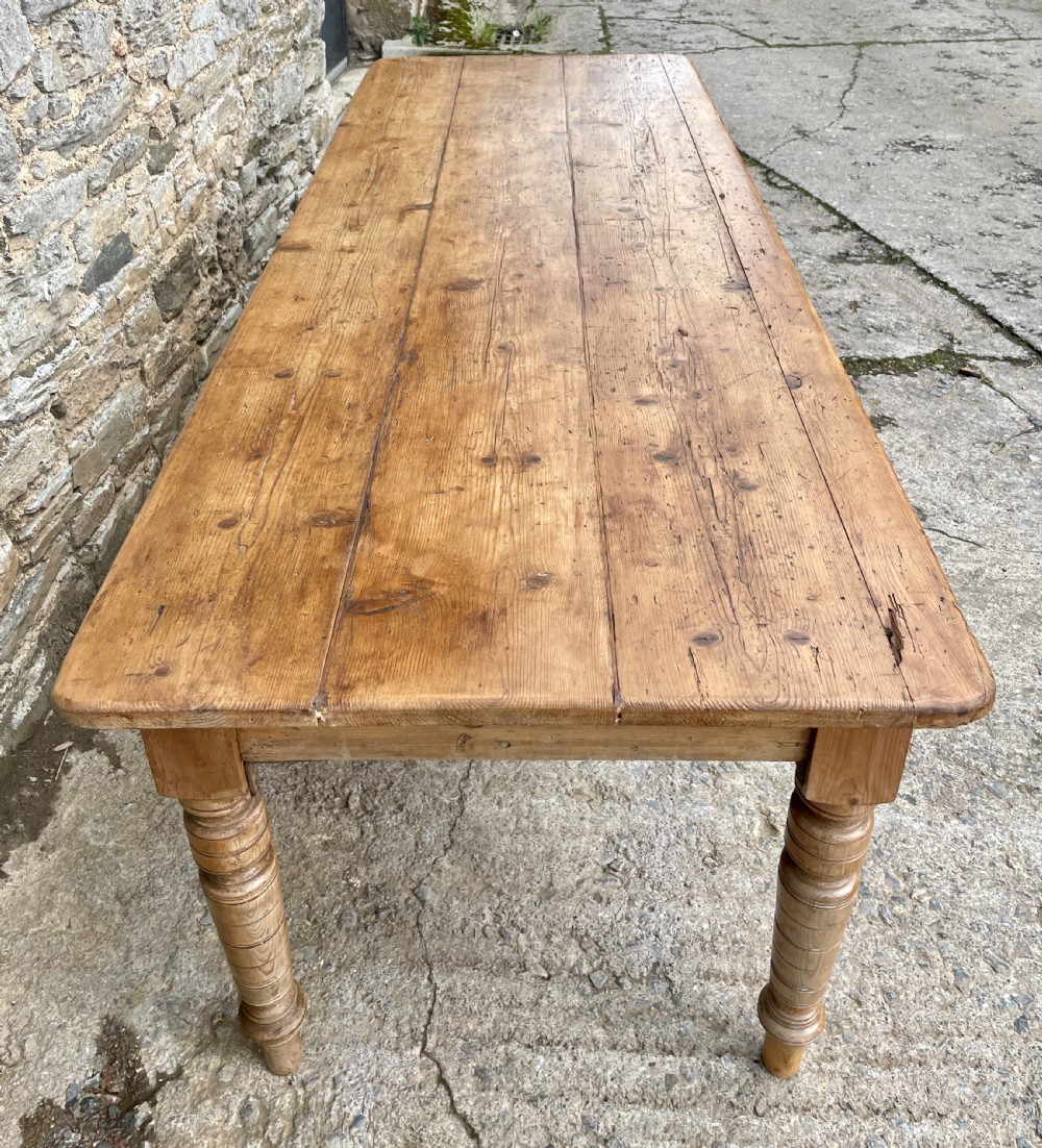 Large Victorian Pine Farmhouse Table View VI