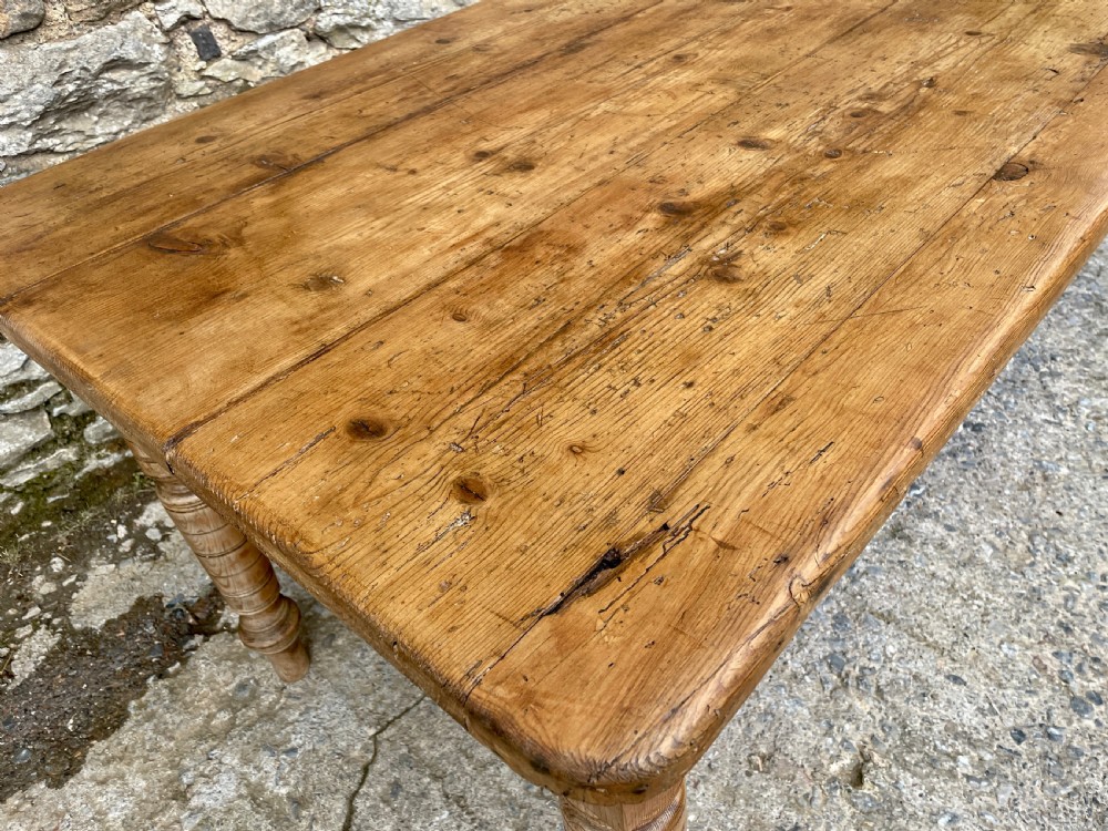 Large Victorian Pine Farmhouse Table View VIII
