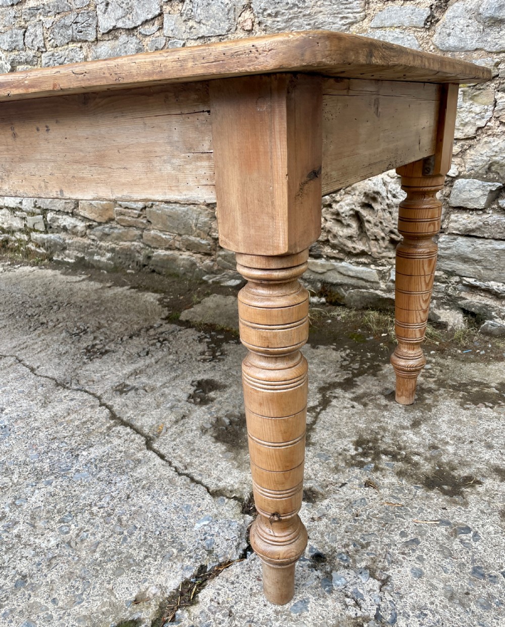 Large Victorian Pine Farmhouse Table View IX