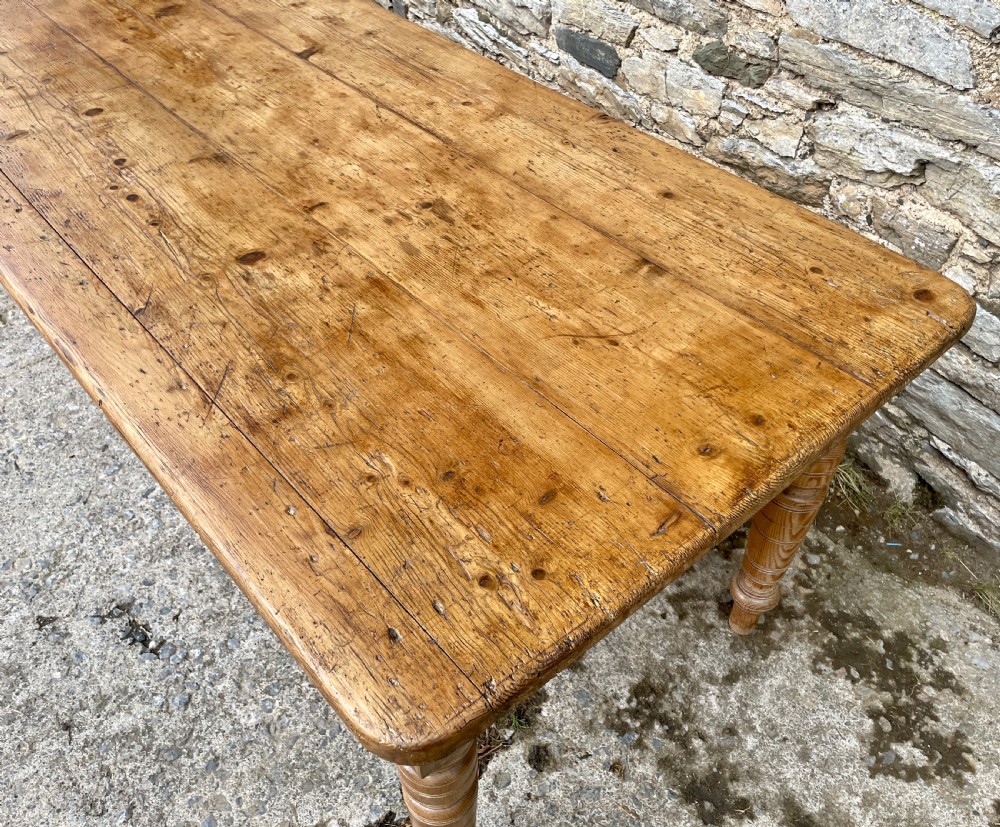 Large Victorian Pine Farmhouse Table View X