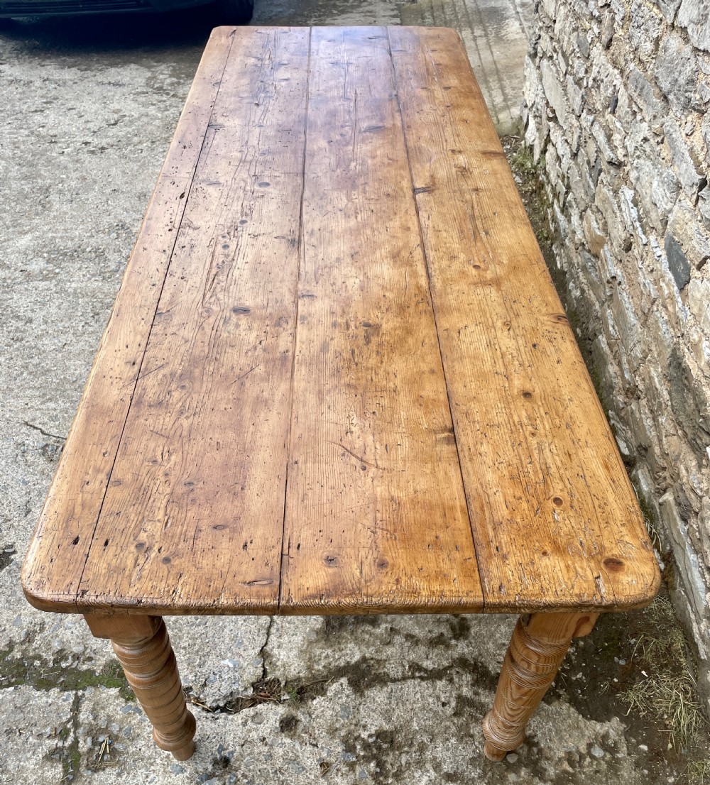 Large Victorian Pine Farmhouse Table View XI