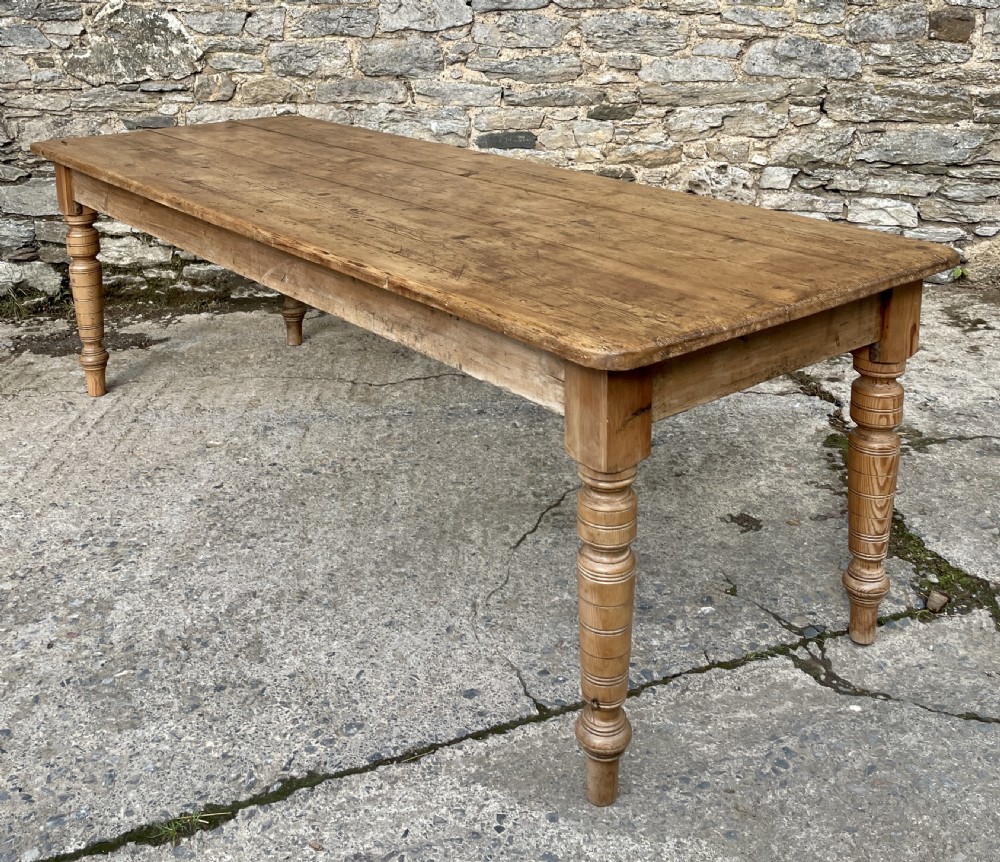 Large Victorian Pine Farmhouse Table View XIV