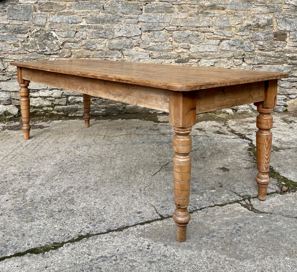 Large Victorian Pine Farmhouse Table View XV