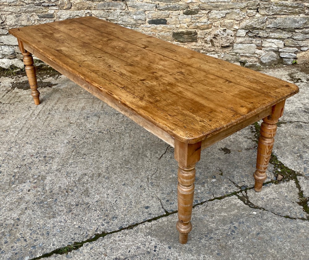 Large Victorian Pine Farmhouse Table View XVI