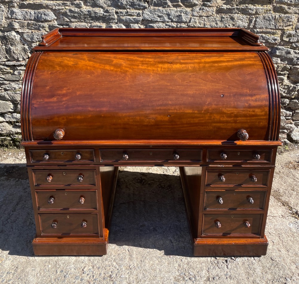 Victorian Mahogany Cylinder Roll Top Desk View II