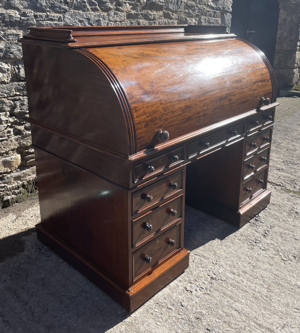 Victorian Mahogany Cylinder Roll Top Desk View VI