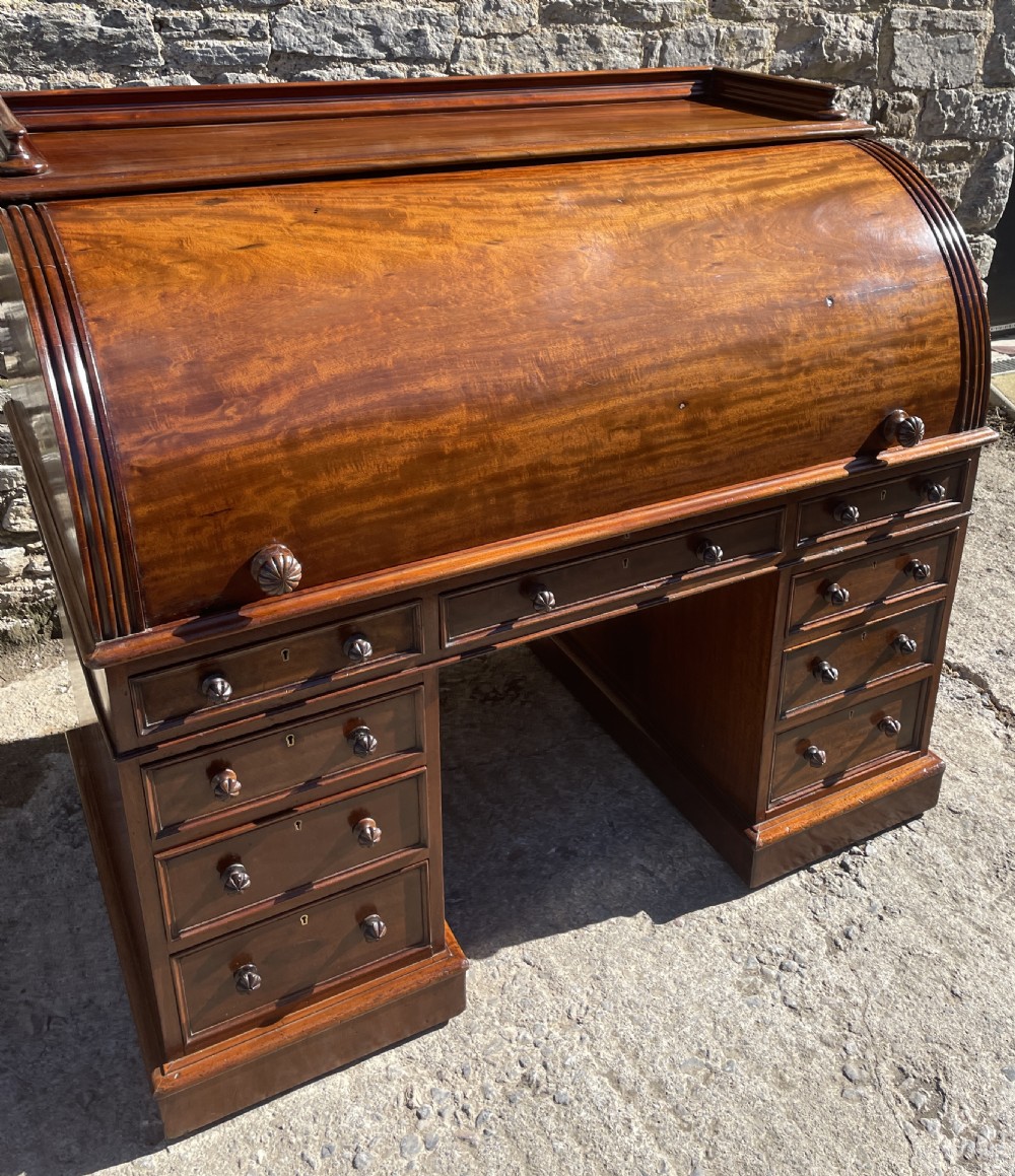 Victorian Mahogany Cylinder Roll Top Desk View VII
