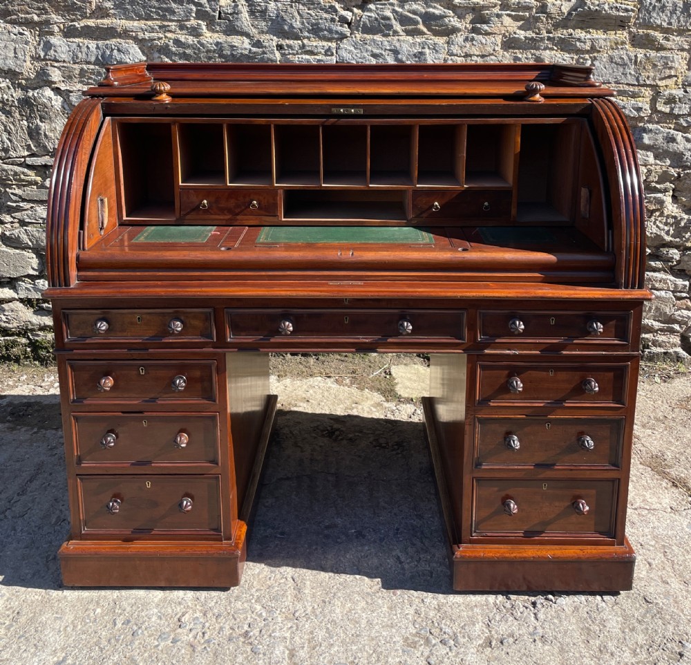 Victorian Mahogany Cylinder Roll Top Desk View IX