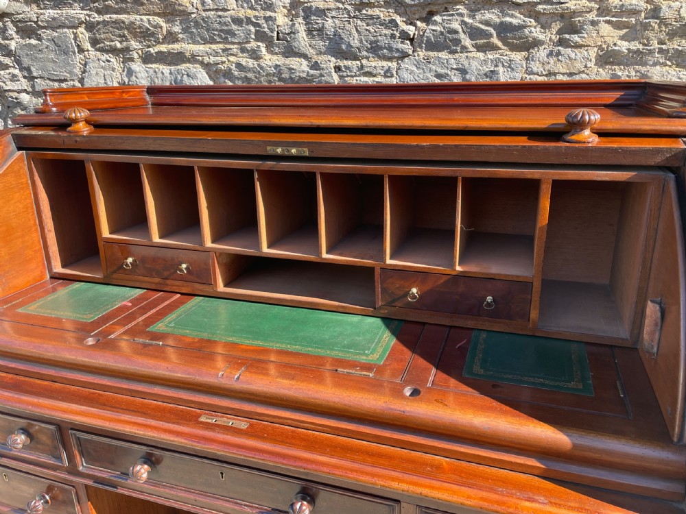 Victorian Mahogany Cylinder Roll Top Desk View XI