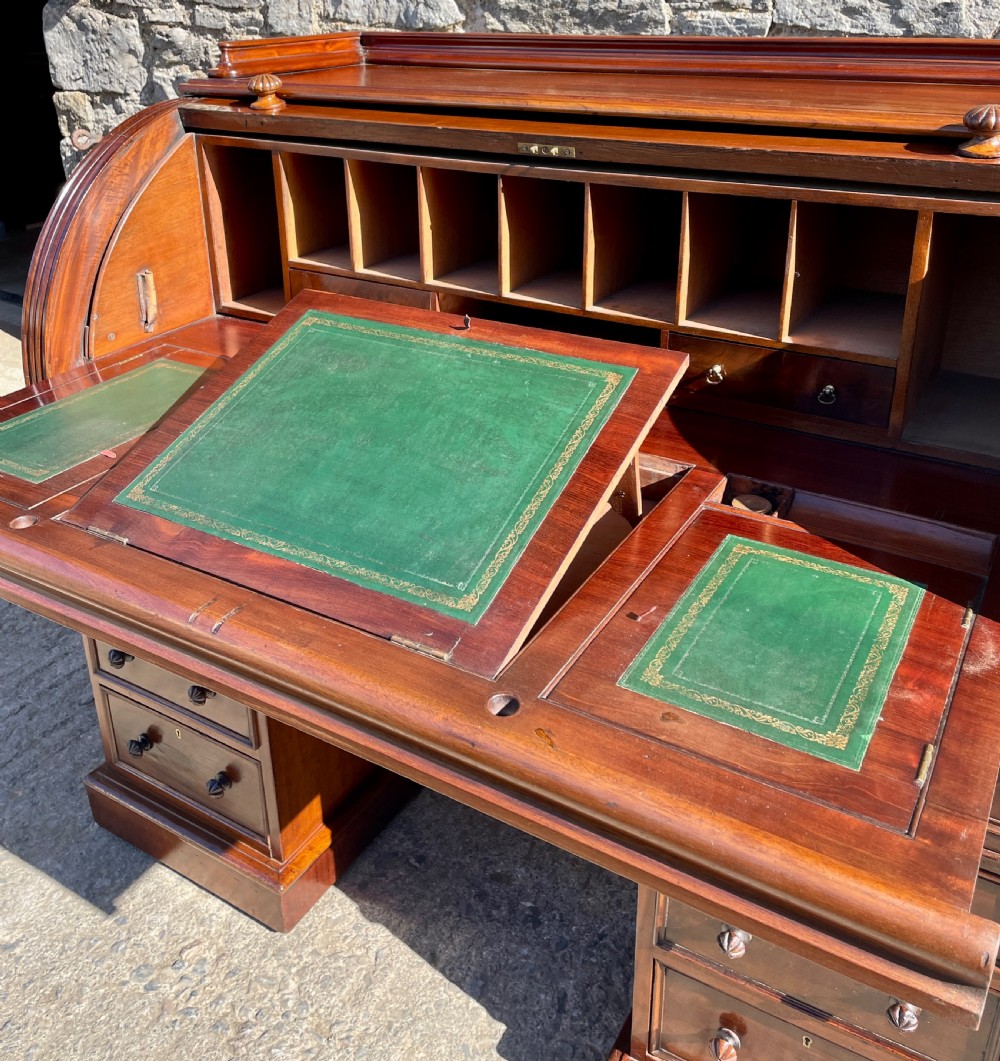 Victorian Mahogany Cylinder Roll Top Desk View XV