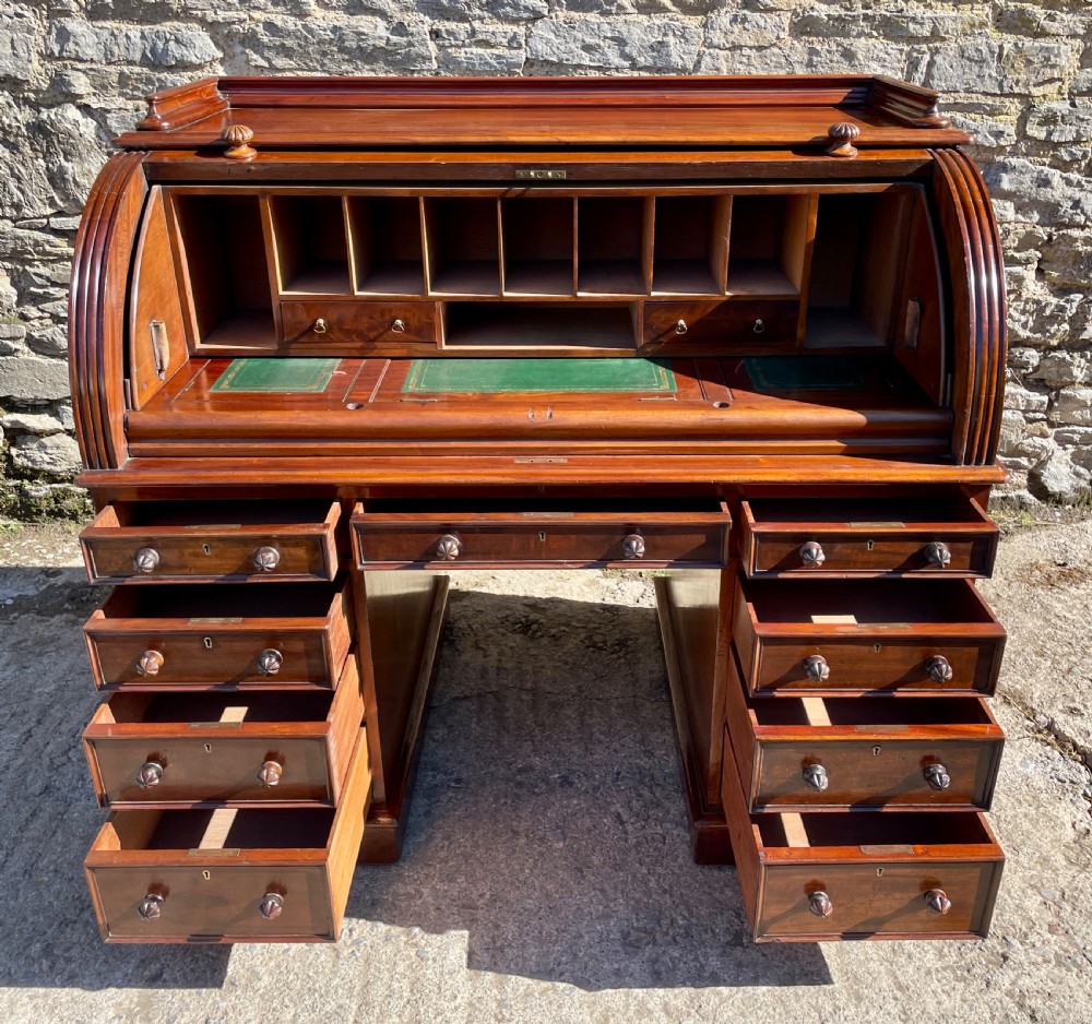 Victorian Mahogany Cylinder Roll Top Desk View XIX