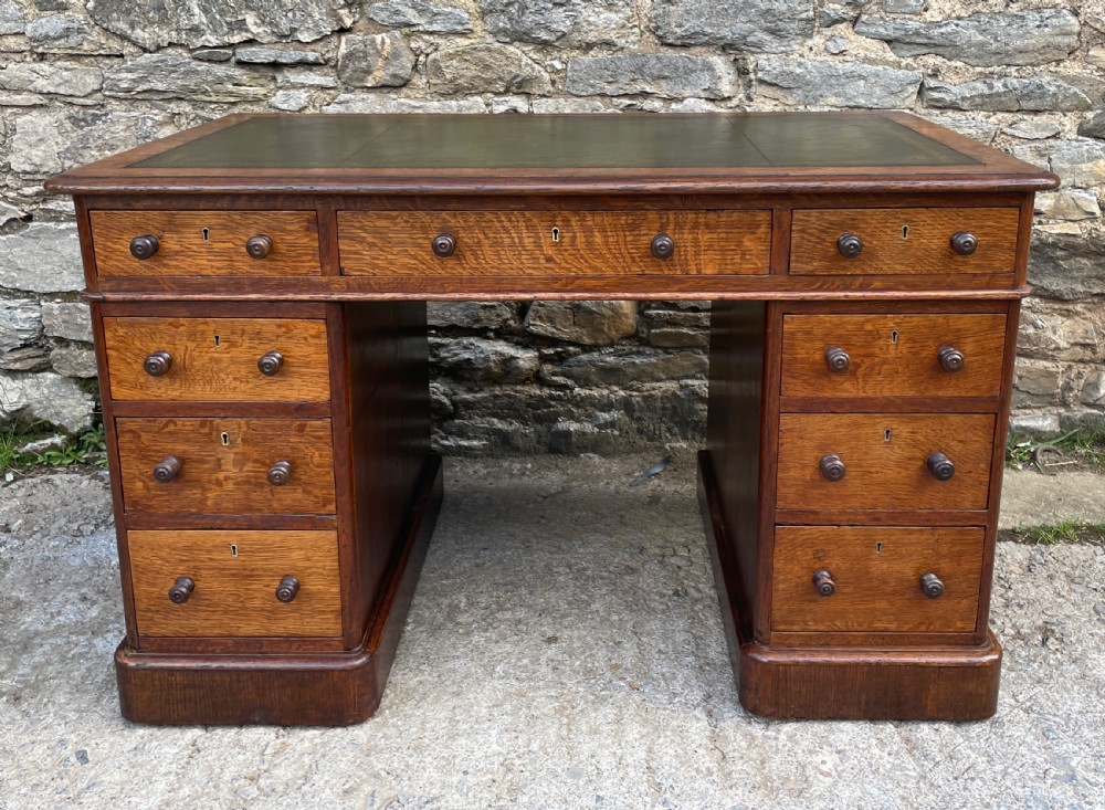 Victorian Oak Pedestal Desk