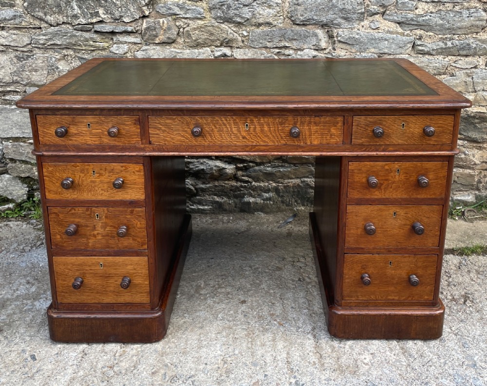 Victorian Oak Pedestal Desk View II