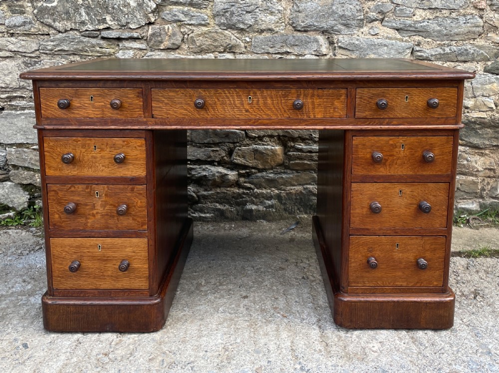 Victorian Oak Pedestal Desk View IV