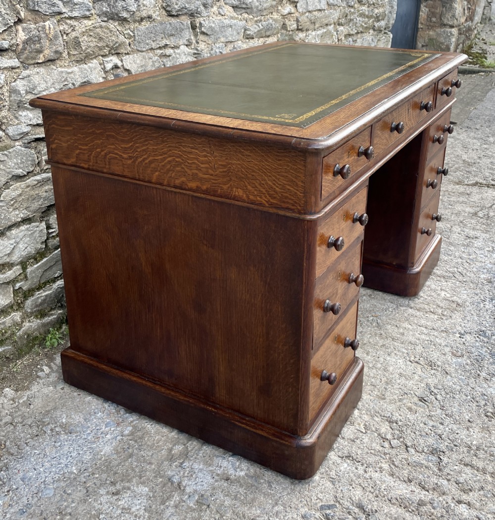 Victorian Oak Pedestal Desk View VI