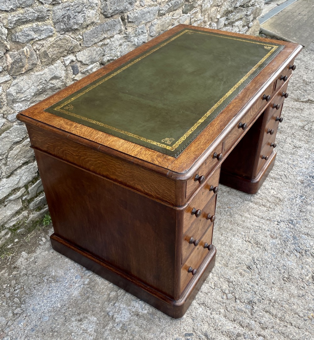 Victorian Oak Pedestal Desk View VII