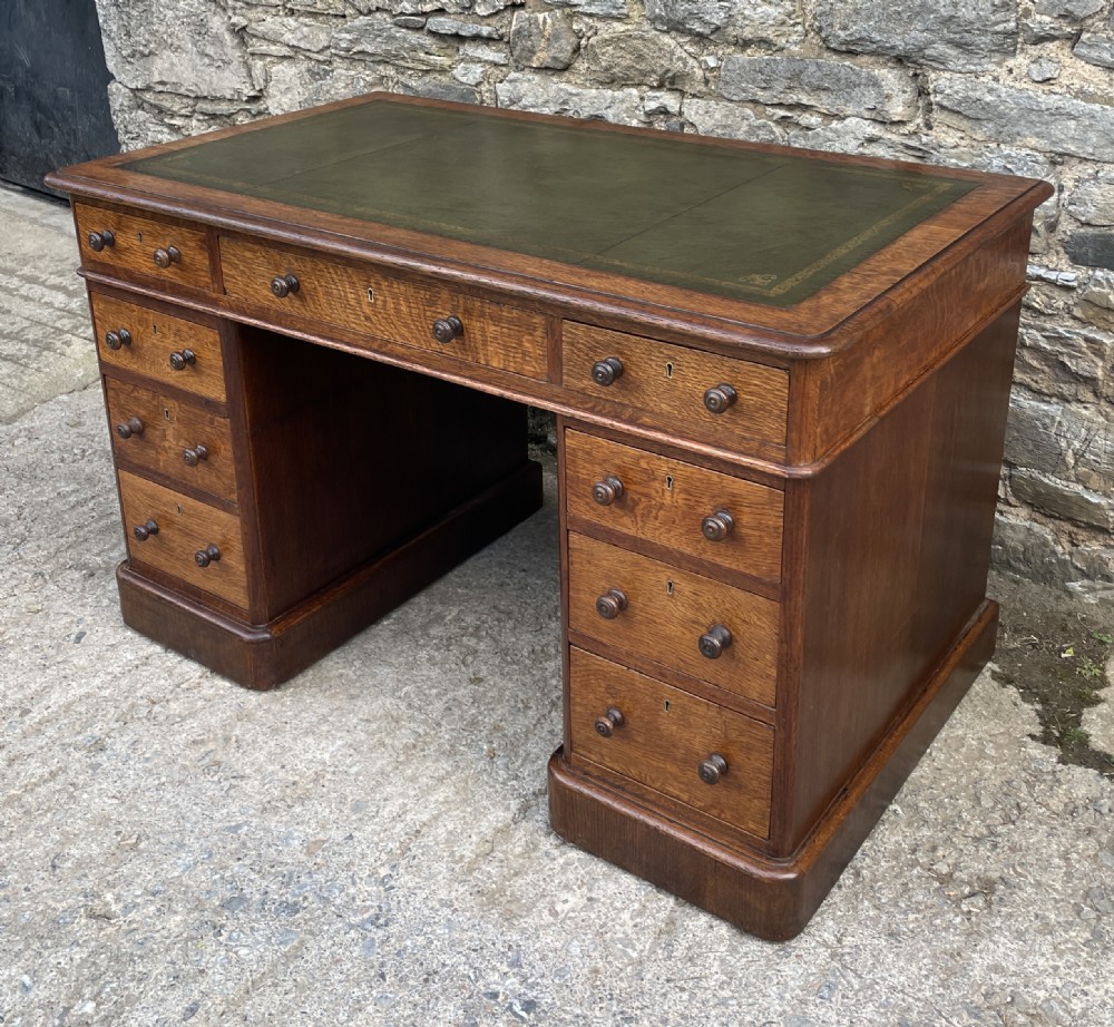 Victorian Oak Pedestal Desk View VIII