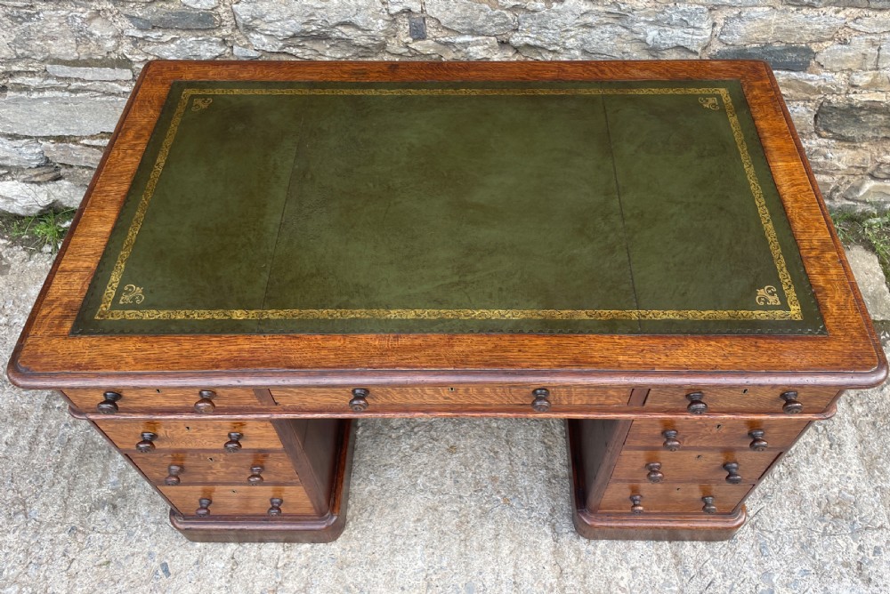 Victorian Oak Pedestal Desk View XIII