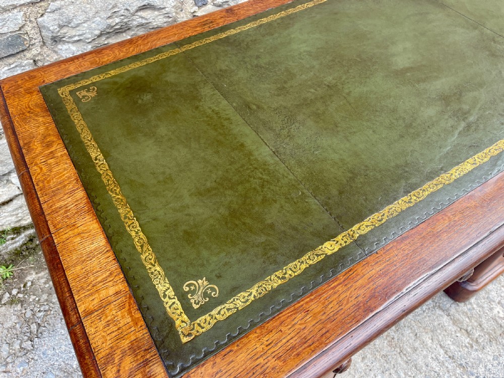 Victorian Oak Pedestal Desk View XIV