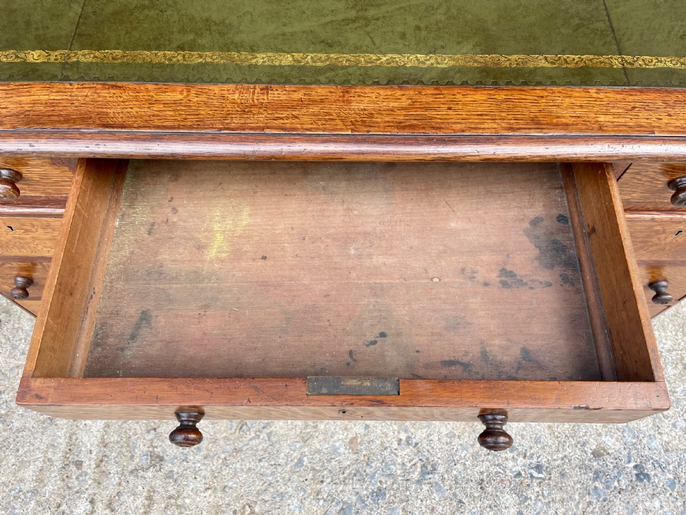 Victorian Oak Pedestal Desk View XV