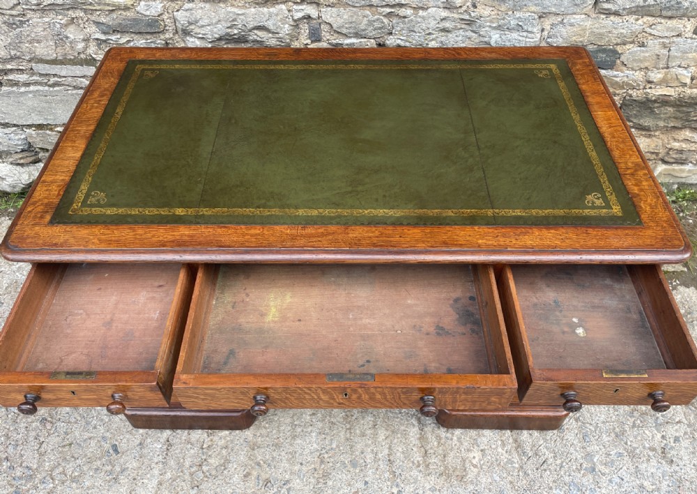 Victorian Oak Pedestal Desk View XVI