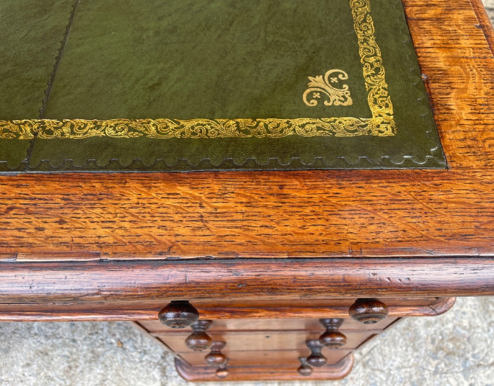 Victorian Oak Pedestal Desk View XXIV