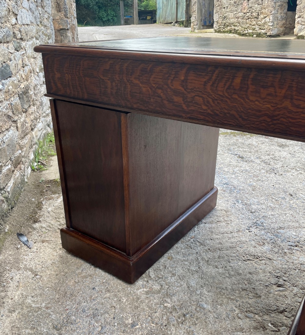 Victorian Oak Pedestal Desk View XXIX