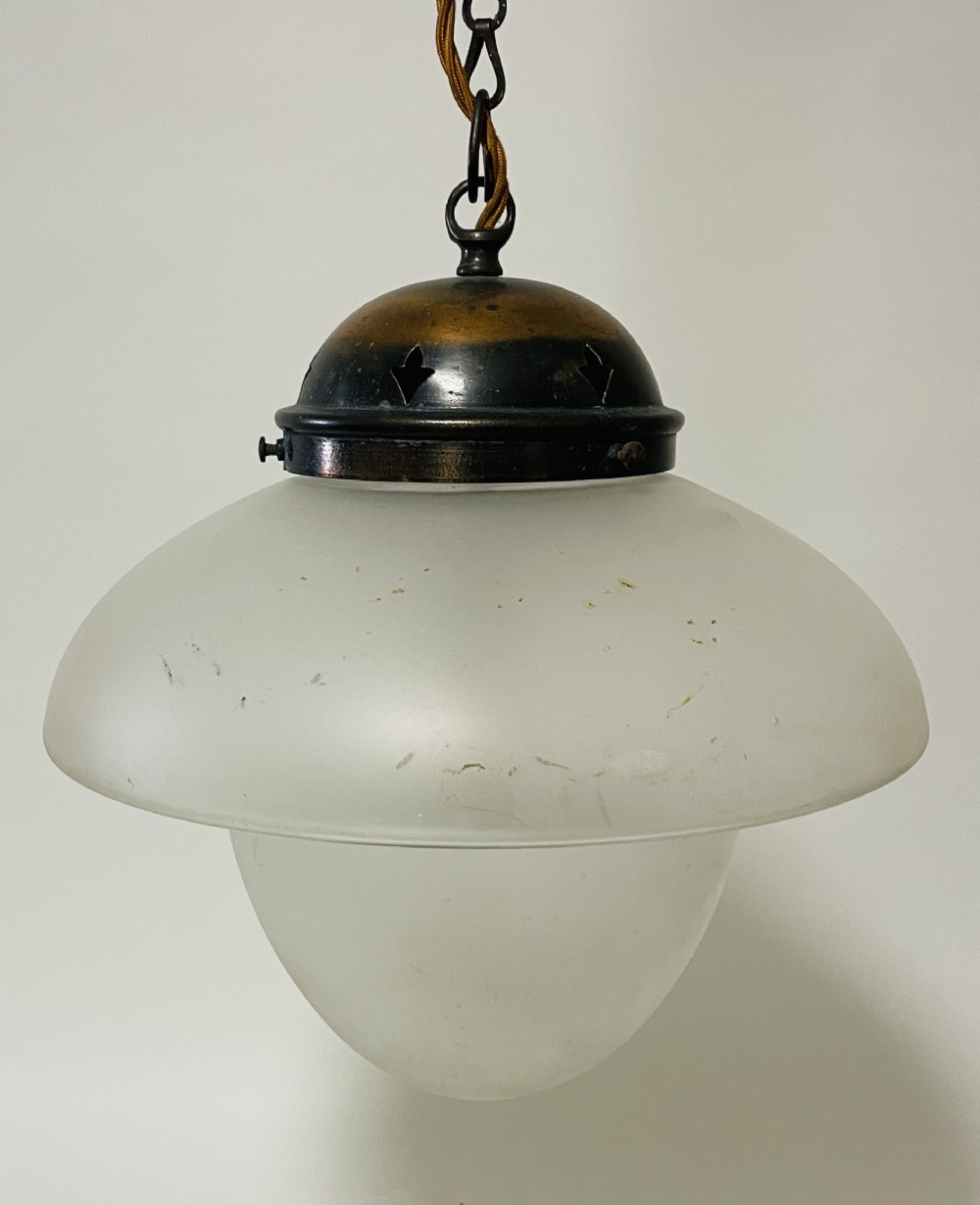 Antique Glass Pendant With Copper Gallery