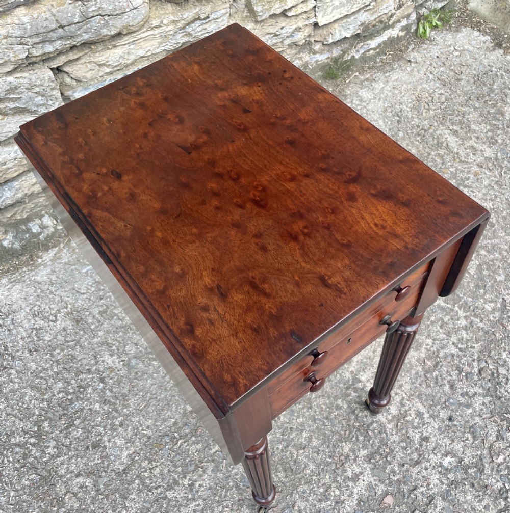 Regency Plum Pudding Mahogany Drop Flap Work Table View III