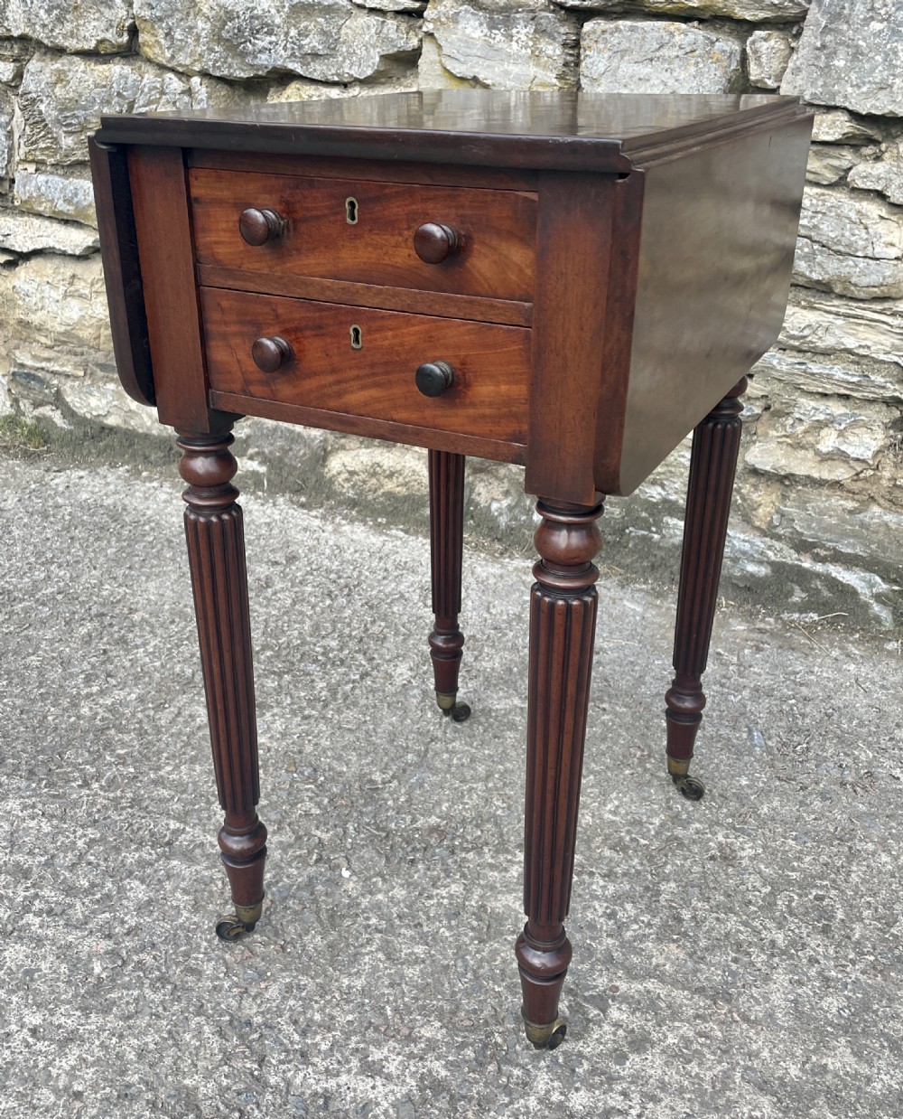 Regency Plum Pudding Mahogany Drop Flap Work Table View VI