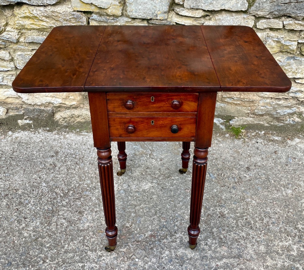 Regency Plum Pudding Mahogany Drop Flap Work Table View XIV