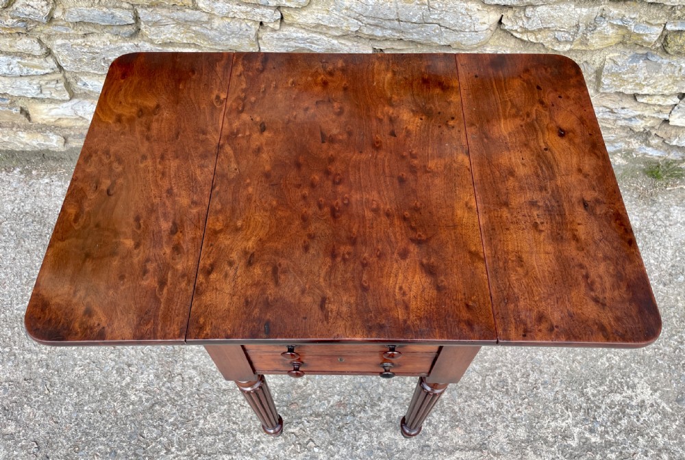 Regency Plum Pudding Mahogany Drop Flap Work Table View XV