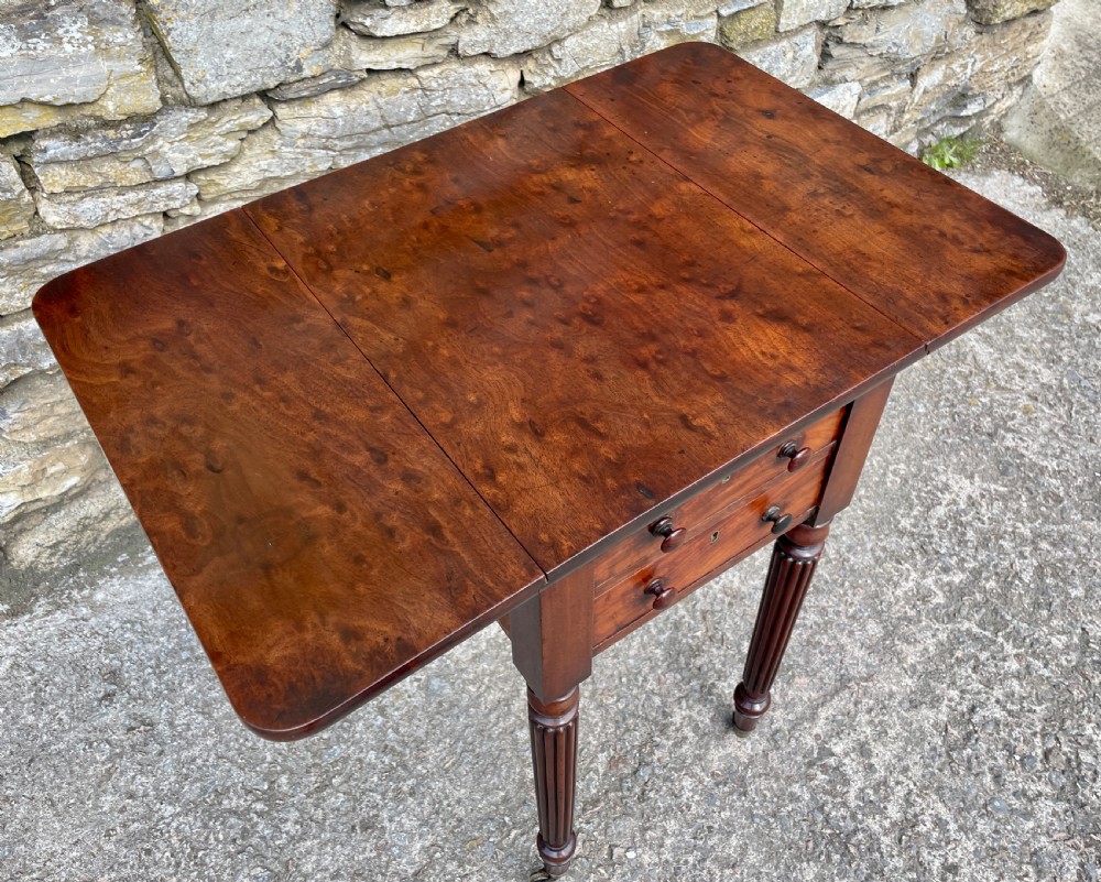 Regency Plum Pudding Mahogany Drop Flap Work Table View XVI
